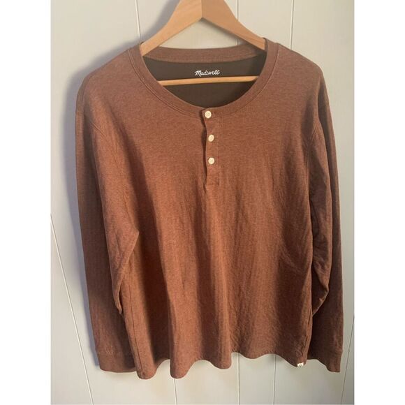 Madewell mens double down Henley tee Burnt Orange XL - Picture 1 of 3